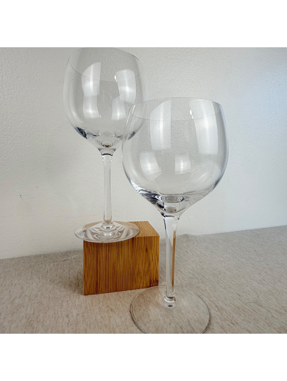 Tiffany & Co Crystal Wine Glasses Mismatched Pair 8” Signed Stemware
